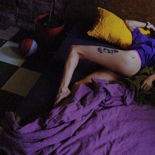 Load image into Gallery viewer, Organic Linen Bed Sheets in Dark purple and toadstool purple