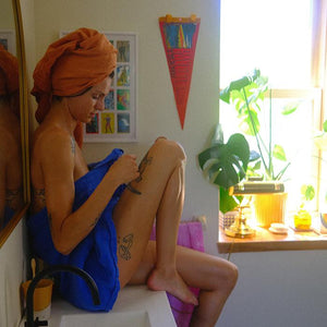 Organic linen towel for health health in orange color