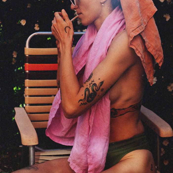 Organic colorful linen towel perfect for travel