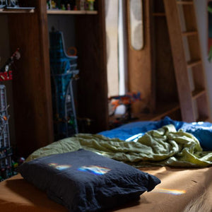 Colorful mix and match organic linen bedding